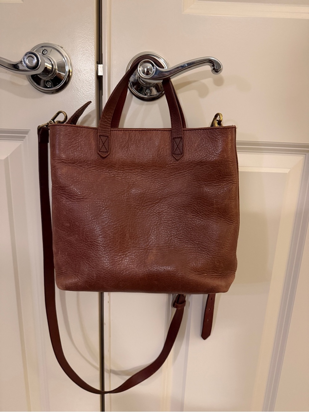 Madewell Brown Leather Convertible Crossbody Tote